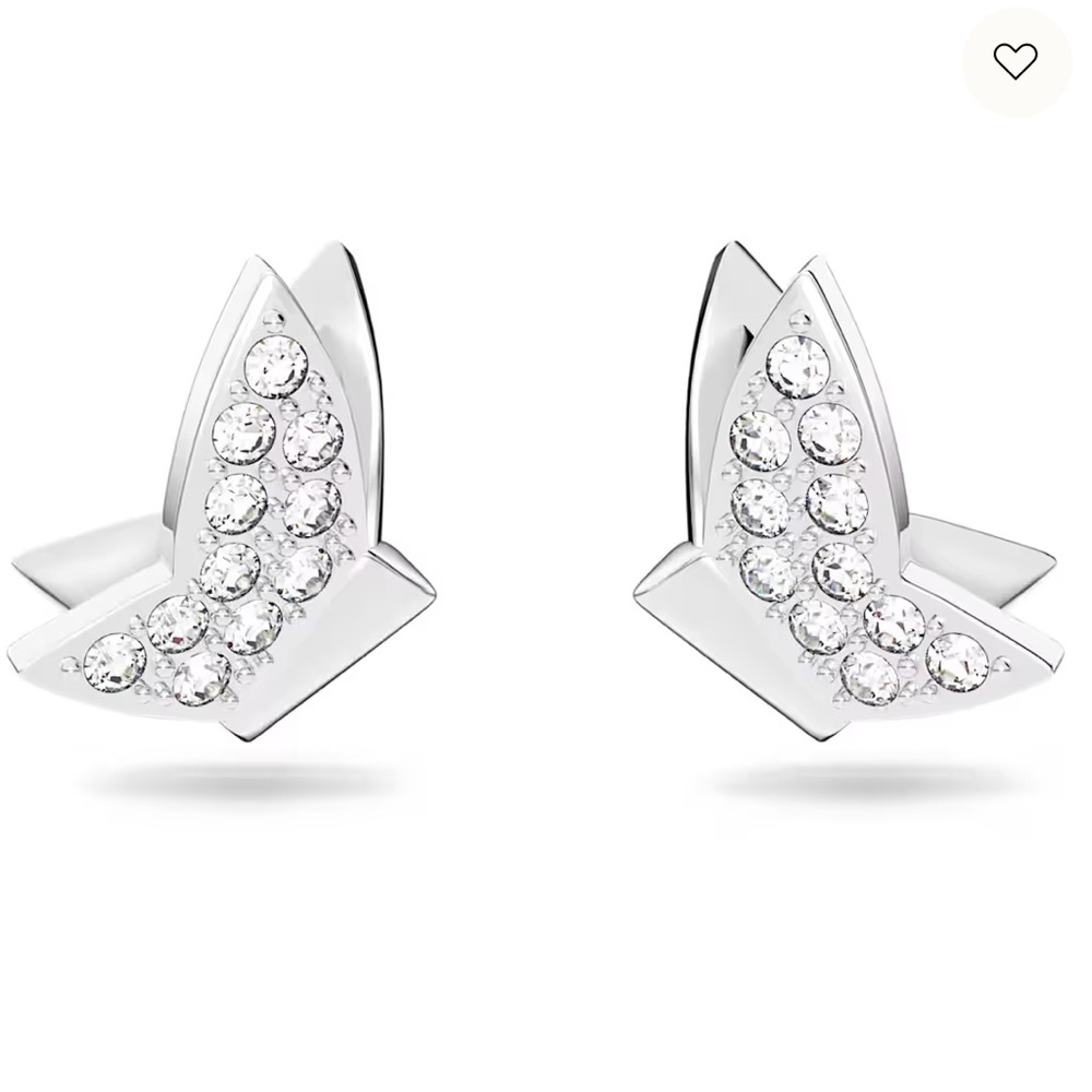 NWT Swarovski Idyllia Lilia stud earrings, Butterfly, White, Rhodium plated